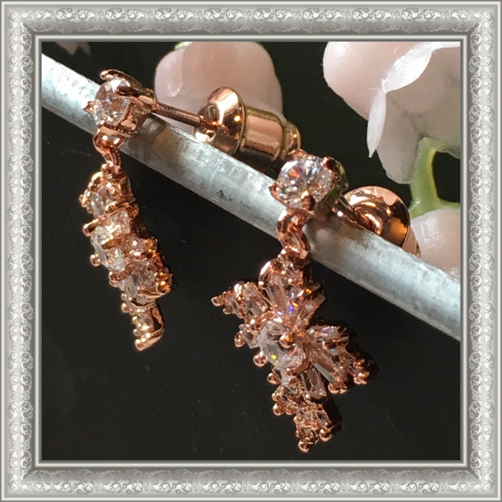 AAA CZ Cross Earrings 1/2” Tall - Picture 3 of 7